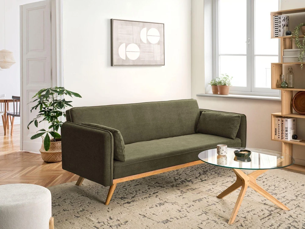 Beliani Išskleidžiama sofa ASAA žalia