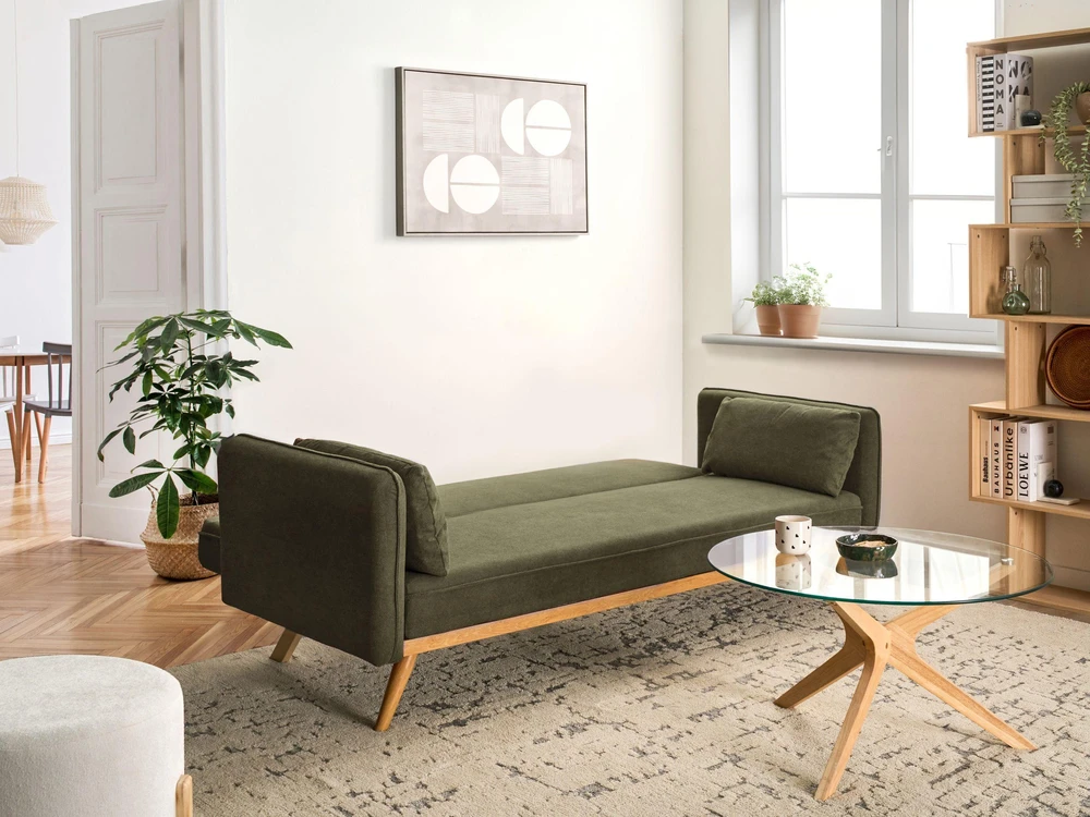 Beliani Išskleidžiama sofa ASAA žalia
