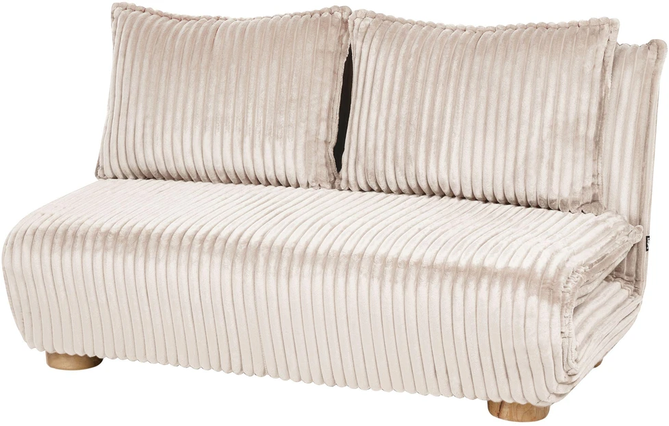 Beliani Išskleidžiama sofa dviem ABISKO, rumbuotas velvეტas, lūžusi balta
