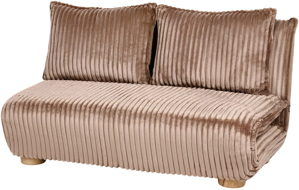 Beliani Išskleidžiama sofa dviem ABISKO, šviesiai ruda, briaunotas velveto audinys