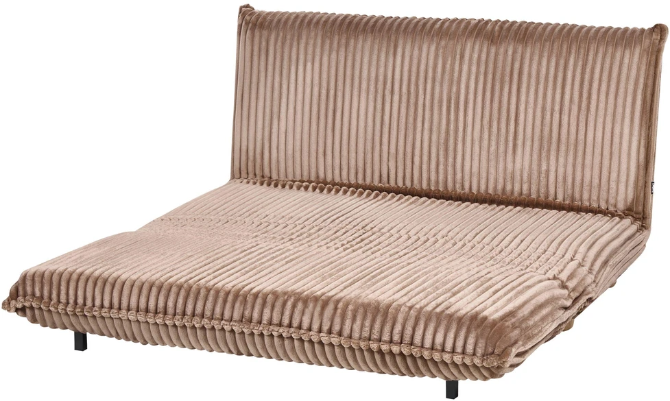 Beliani Išskleidžiama sofa dviem ABISKO, šviesiai ruda, briaunotas velveto audinys