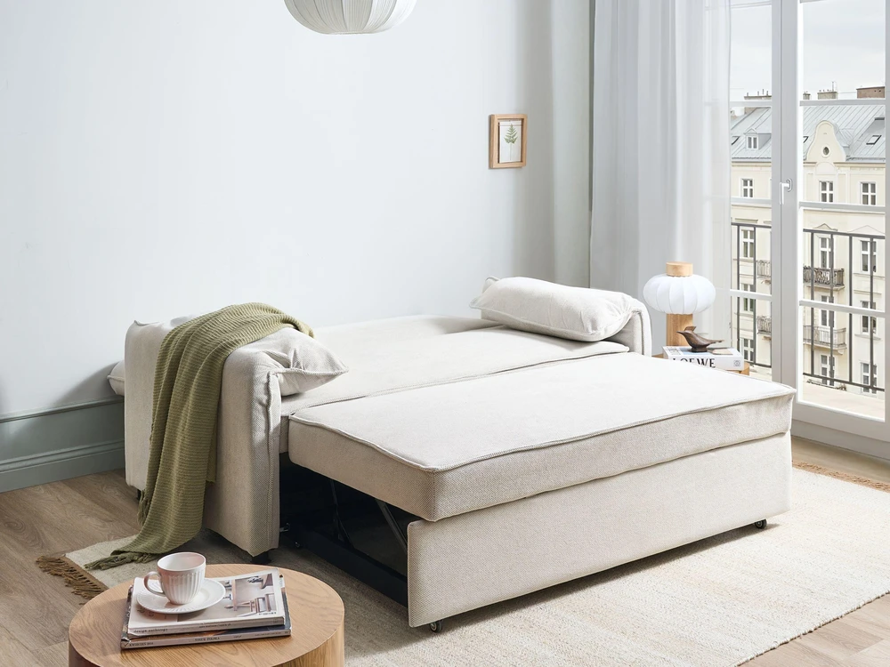 Beliani Išskleidžiama sofa HORMA, balkšva