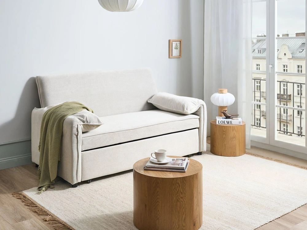 Beliani Išskleidžiama sofa HORMA, balkšva
