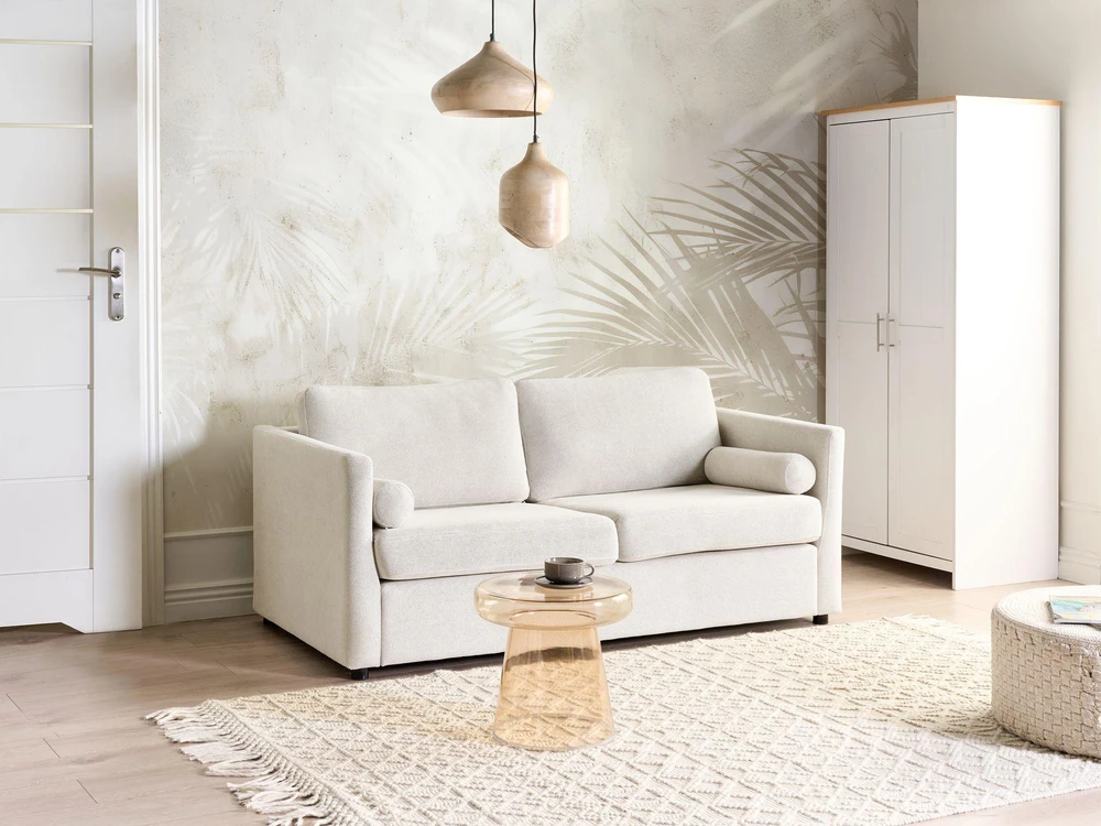 Beliani Išskleidžiama sofa INKOO, kreminė balta