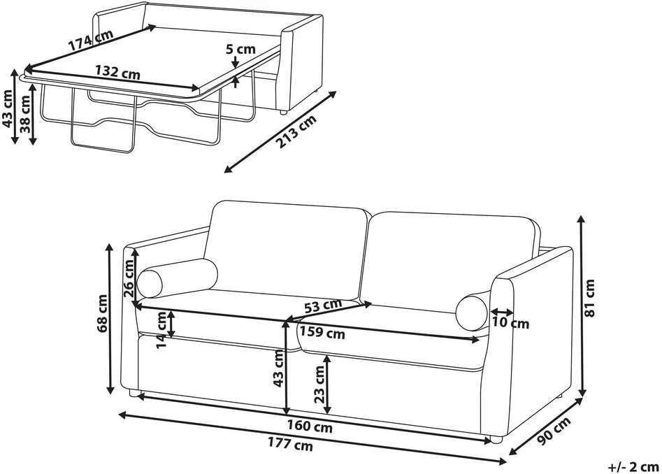 Beliani Išskleidžiama sofa INKOO, ruda