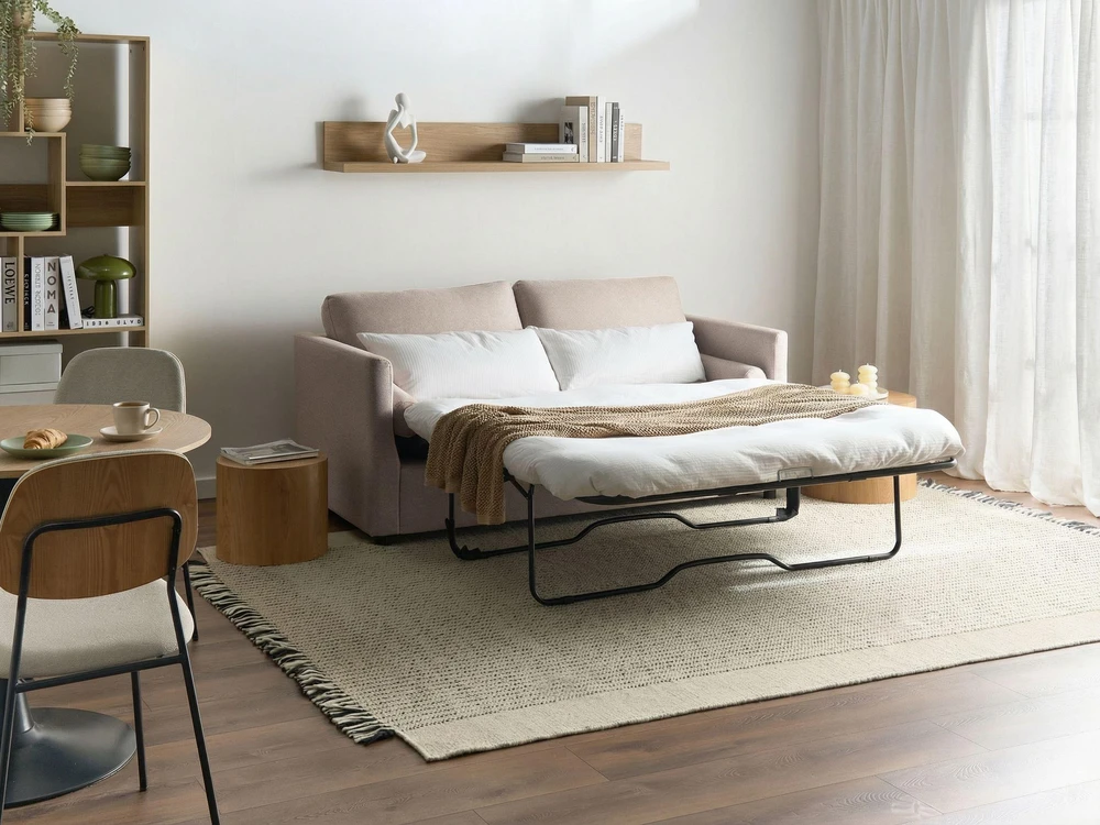 Beliani Išskleidžiama sofa INKOO, smėlio spalvos
