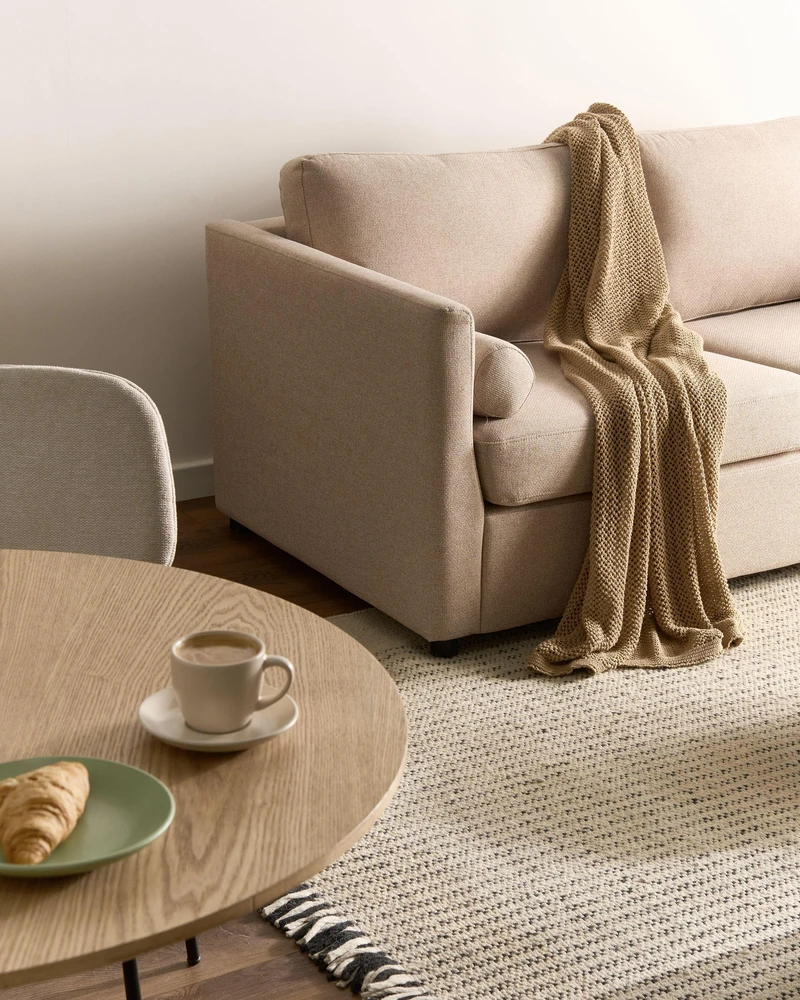 Beliani Išskleidžiama sofa INKOO, smėlio spalvos