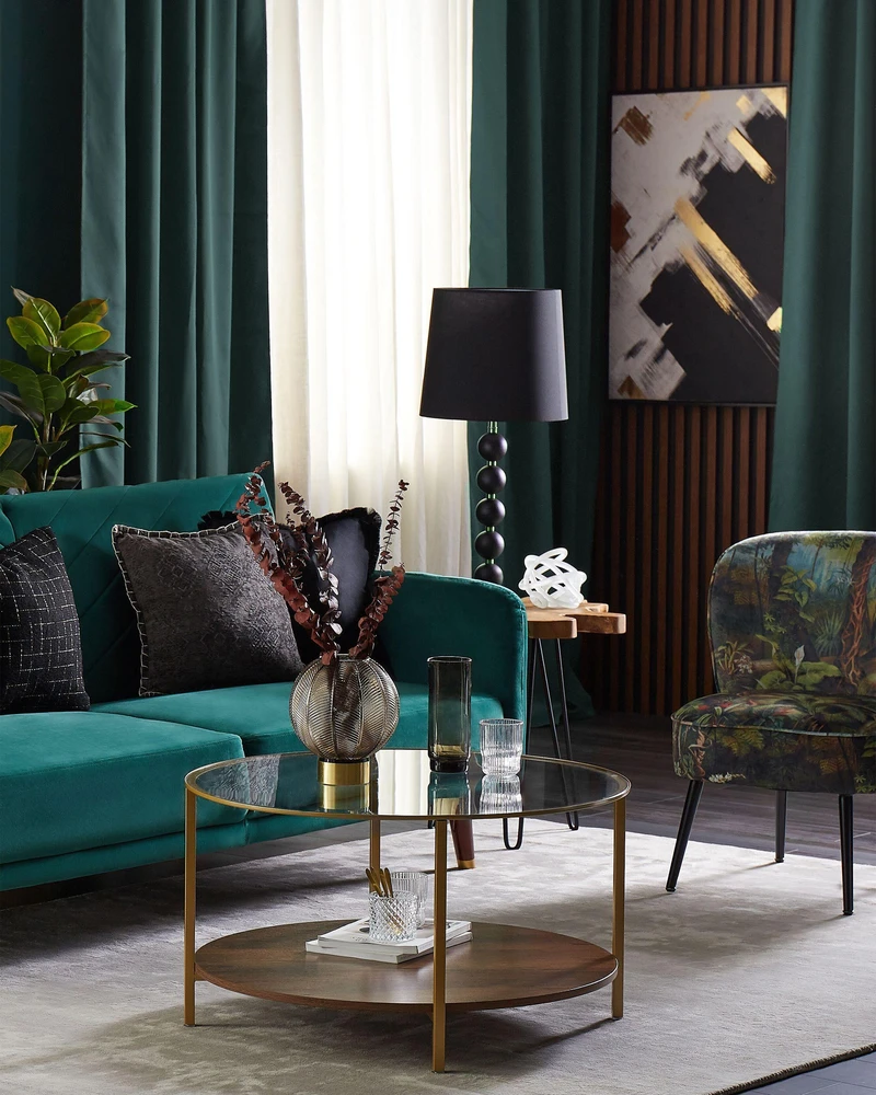 Beliani Išskleidžiama trijų vietų sofa SENJA, veliūras, smaragdinė
