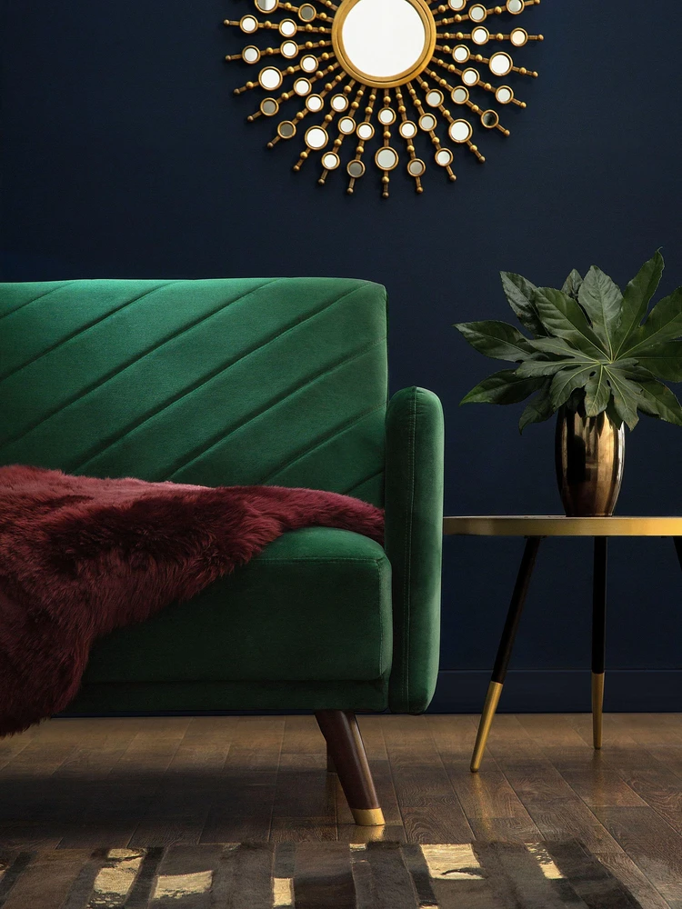 Beliani Išskleidžiama trijų vietų sofa SENJA, veliūras, smaragdinė