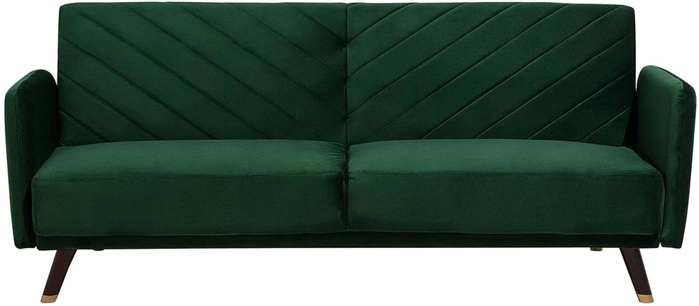 Beliani Išskleidžiama trijų vietų sofa SENJA, veliūras, smaragdinė