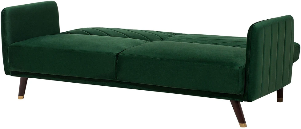 Beliani Išskleidžiama trijų vietų sofa SENJA, veliūras, smaragdinė
