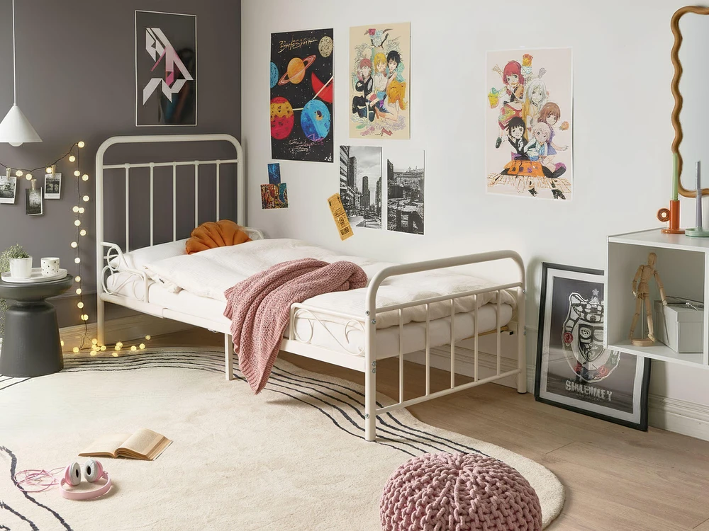 Beliani Išskleidžiama vaikiška lova Metal ANAIS 90 x 200 cm balta