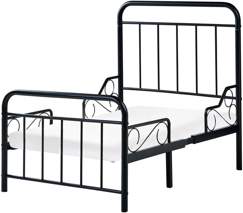 Beliani Išskleidžiama vaikiška lova Metal ANAIS 90 x 200 cm juoda