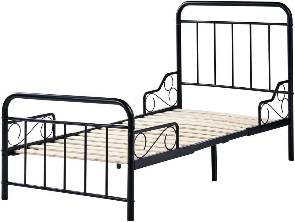 Beliani Išskleidžiama vaikiška lova Metal ANAIS 90 x 200 cm juoda