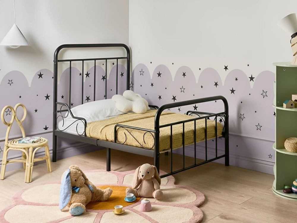 Beliani Išskleidžiama vaikiška lova Metal ANAIS 90 x 200 cm juoda