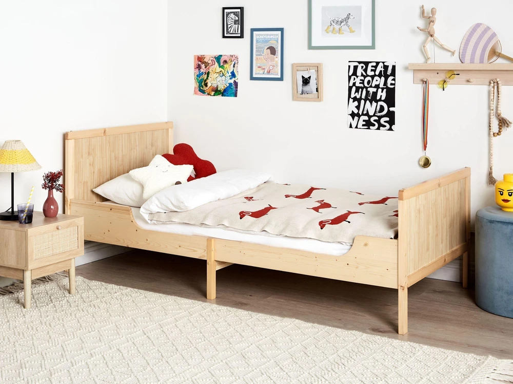 Beliani Išskleidžiama vaikiška lova Montigny, pušies mediena, 90 x 200 cm, šviesiai ruda