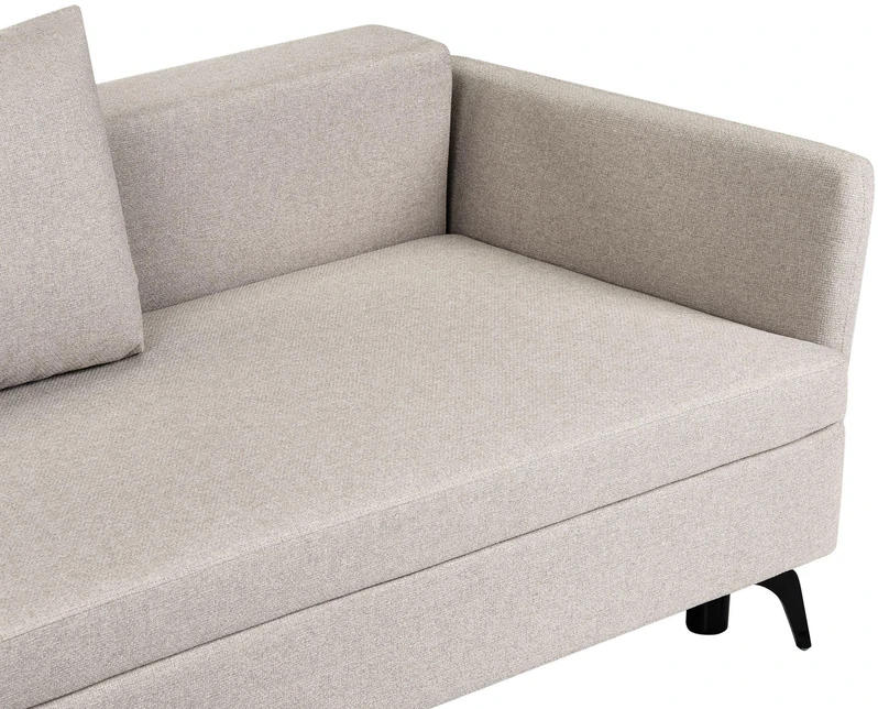 Beliani Išskleidžiamas kampinė sofa KOGE 3 asmenims, smėlio spalvos su patalynės dėže, dešininė