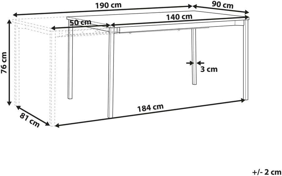 Beliani Išskleidžiamas konferencijų stalas AVIS 90 cm 140/190 cm juodas