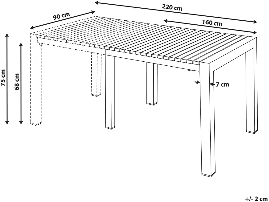Beliani Išskleidžiamas sodo stalas ARDESIO 160/220 cm 90 cm metalinis tamsiai pilkas