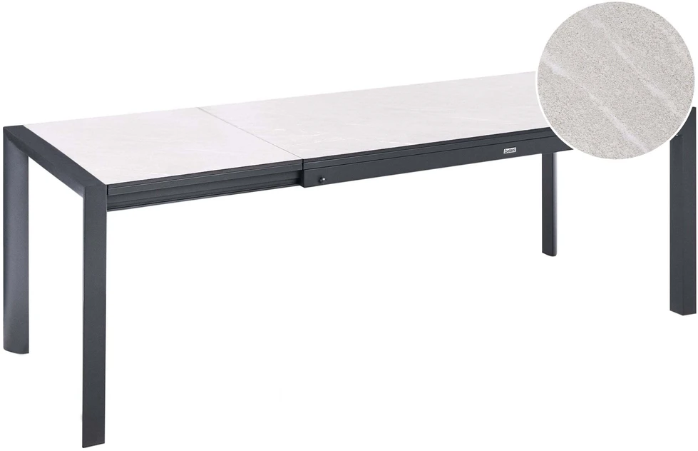 Beliani Išskleidžiamas sodo stalas BINASCO 160/220 cm 90 cm smėlio spalvos