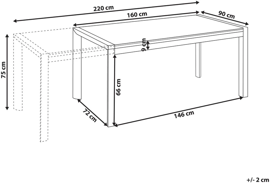 Beliani Išskleidžiamas sodo stalas BINASCO 160/220 cm 90 cm akmens imitacijos pilkas