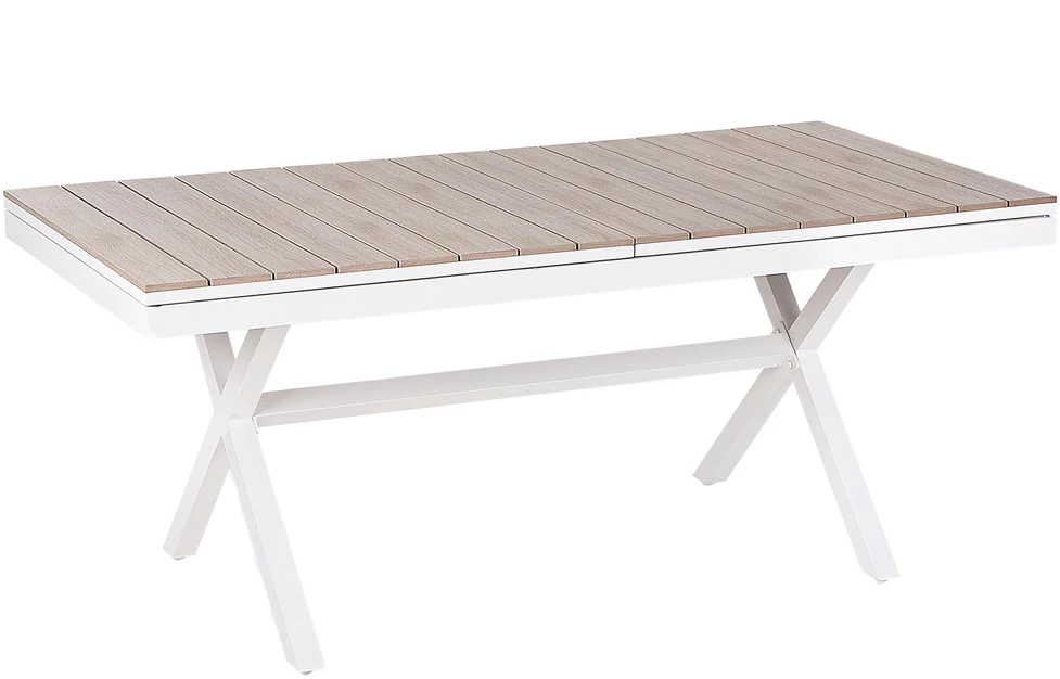 Beliani Išskleidžiamas sodo stalas FANES 184/242 × 90 cm, metalinis, baltas