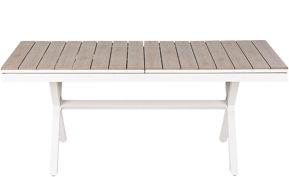 Beliani Išskleidžiamas sodo stalas FANES 184/242 × 90 cm, metalinis, baltas