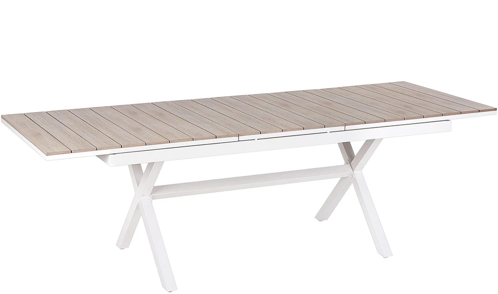 Beliani Išskleidžiamas sodo stalas FANES 184/242 × 90 cm, metalinis, baltas