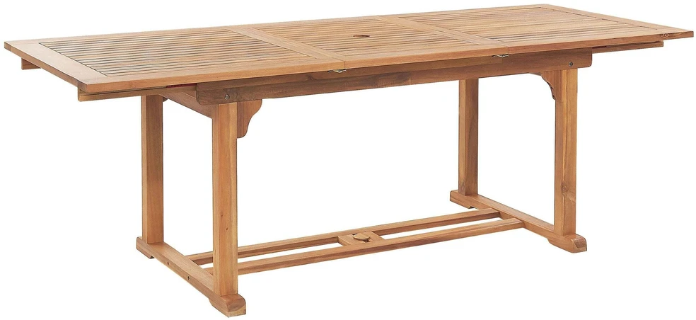 Beliani Išskleidžiamas sodo stalas JAVA 160/220 cm 90 cm akacijos mediena šviesiai rudas