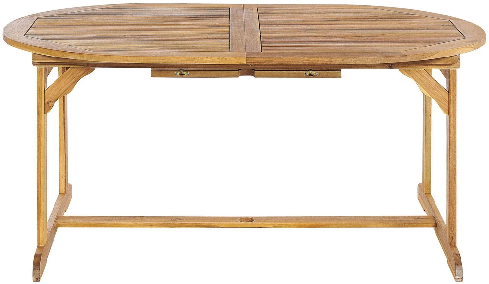 Beliani Išskleidžiamas sodo stalas MAUI 160/220 cm 100 cm Akacijos mediena Šviesiai rudas