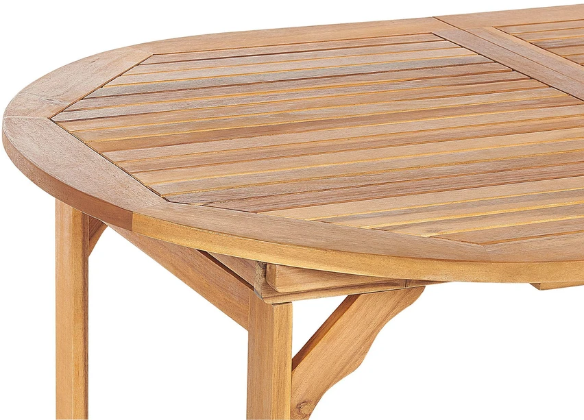 Beliani Išskleidžiamas sodo stalas MAUI 160/220 cm 100 cm Akacijos mediena Šviesiai rudas