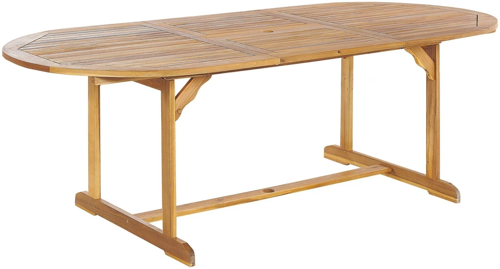 Beliani Išskleidžiamas sodo stalas MAUI 160/220 cm 100 cm Akacijos mediena Šviesiai rudas