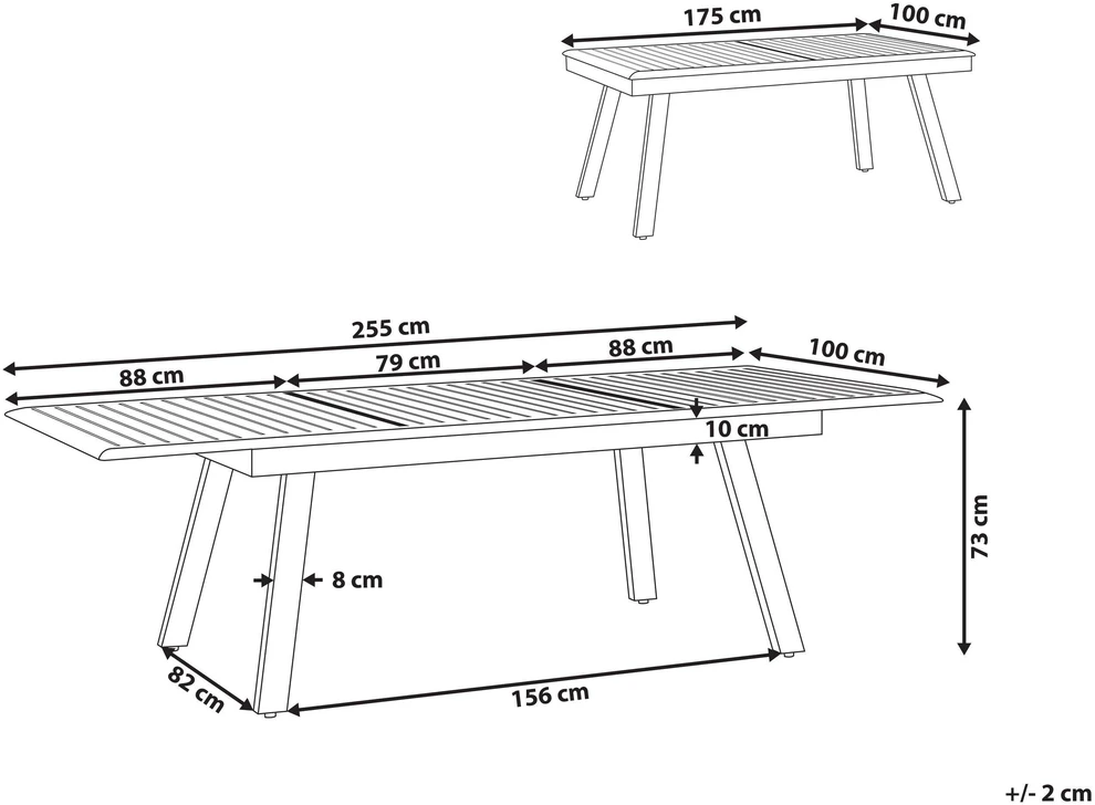 Beliani Išskleidžiamas sodo stalas PERETA 175/255 cm 100 cm metalinis, šviesiai pilkas