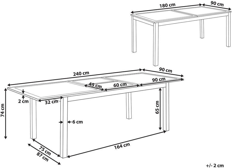 Beliani Išskleidžiamas sodo stalas SKALOMA 180/240 cm 90 cm metalinis tamsiai pilkas