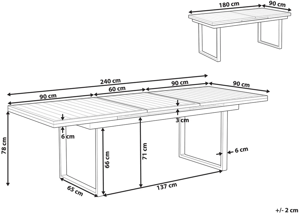 Beliani Išskleidžiamas sodo stalas VALCANETTO 180/240 cm 90 cm metalinis juodas