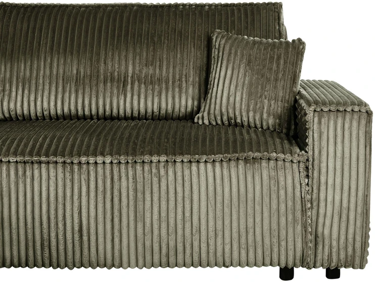 Beliani Išskleidžiamas trijų vietų kampinė sofa ABACKA, velvetinis, žalias, su daiktadėže, dešininė