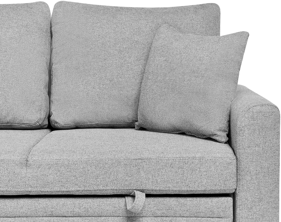Beliani Išskleidžiamas trijų vietų kampinė sofa NASSJO, sintetinis linas, pilka, dešininė