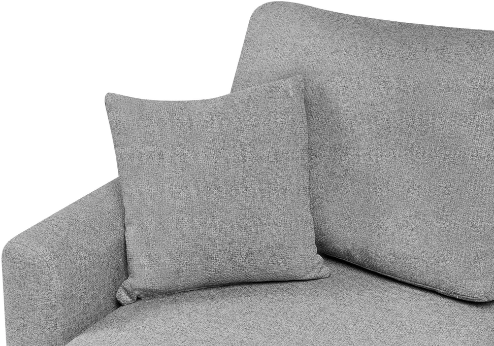 Beliani Išskleidžiamas trijų vietų kampinė sofa NASSJO, sintetinis linas, pilka, dešininė