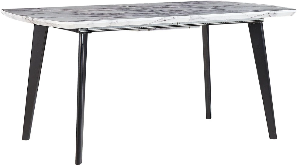 Beliani Išskleidžiamas valgomasis stalas MOSBY, pilkas marmuras, 160/200 cm, 90 cm