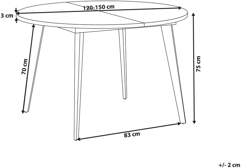 Beliani Išskleidžiamas valgomasis stalas BOVINA tamsiai rudas 120/150 cm