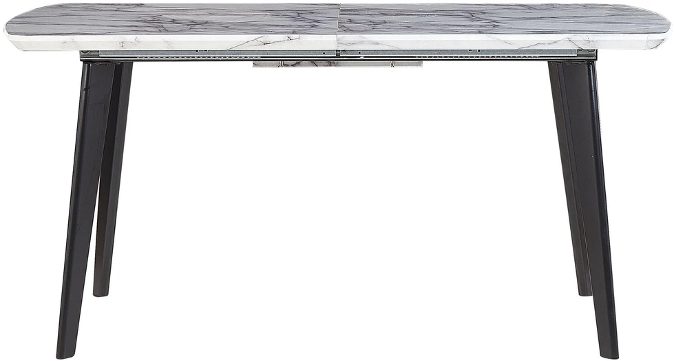 Beliani Išskleidžiamas valgomasis stalas MOSBY, pilkas marmuras, 160/200 cm, 90 cm