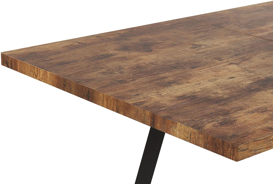 Beliani Išskleidžiamas valgomojo stalas HARLOW tamsiai rudas 140/180 cm 90 cm