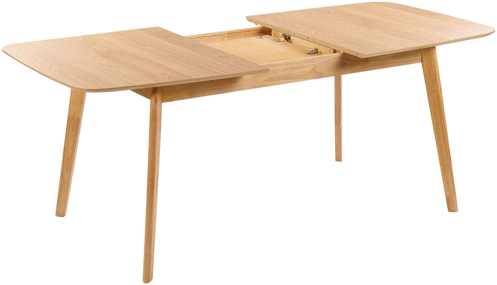 Beliani Išskleidžiamas valgomojo stalas MADOX šviesaus ąžuolo spalvos 150/190 cm 90 cm