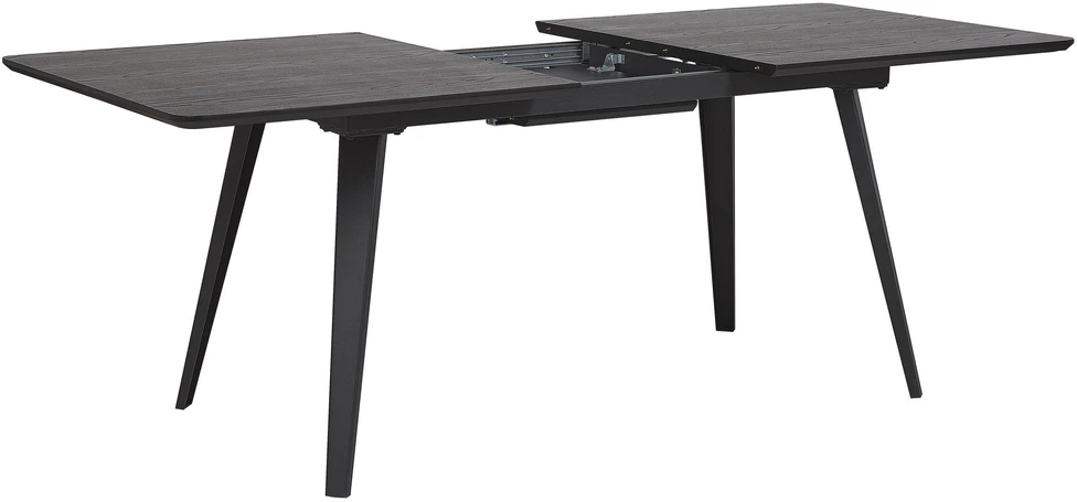 Beliani Išskleidžiamas valgomojo stalas IRVINGTON juodas 160/200 cm 90 cm