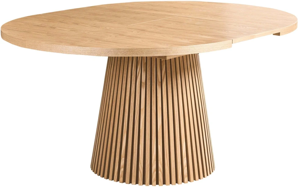 Beliani Išskleidžiamas valgomojo stalas MOORE Šviesus uosis 120/160 cm 120 cm