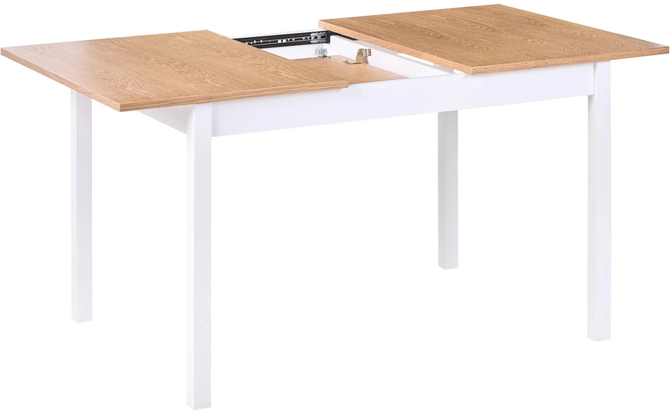 Beliani Išskleidžiamas valgomojo stalas HOUSTON šviesiai rudas/baltas 120/150 cm 90 cm pušies mediena