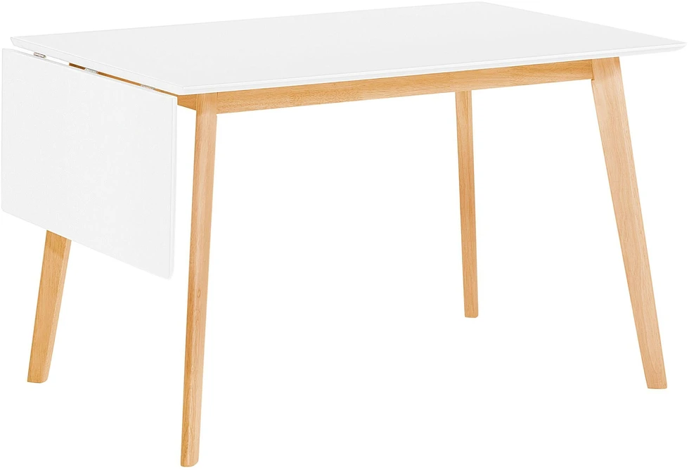 Beliani Išskleidžiamas valgomojo stalas MEDIO, baltas, 120/155 × 80 cm
