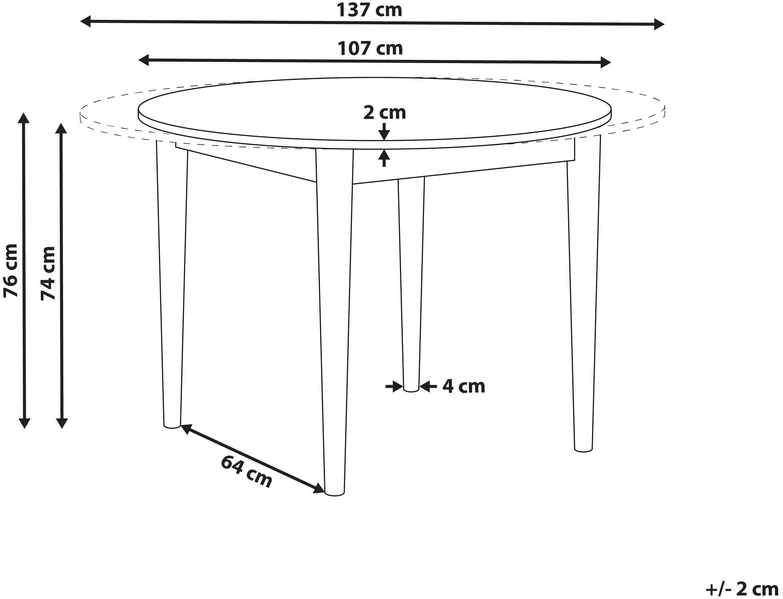 Beliani Išskleidžiamas valgomojo stalas ECHO, tamsus ąžuolas, 107/137 cm, 107 cm