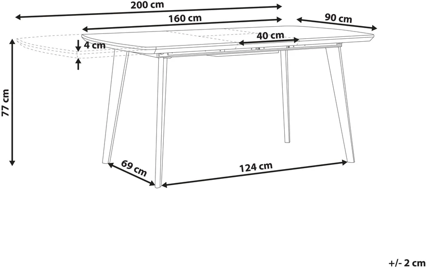 Beliani Išskleidžiamas valgomojo stalas MOSBY, marmuras / auksinė spalva, 160/200 cm, 90 cm