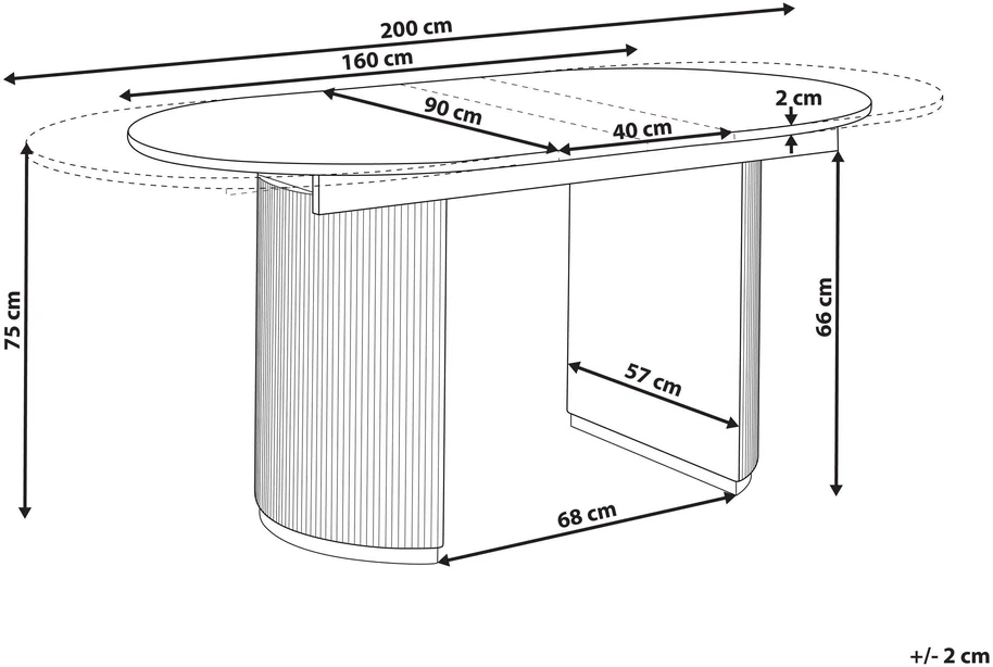 Beliani Išskleidžiamas valgomojo stalas DULVERTON baltas 160/200 cm 90 cm